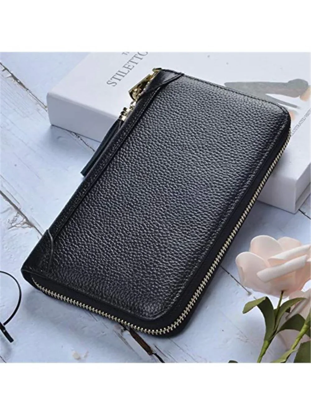 Women's Credit Card Holder Wallet Zipper Leather Case Purse RFID Blocking